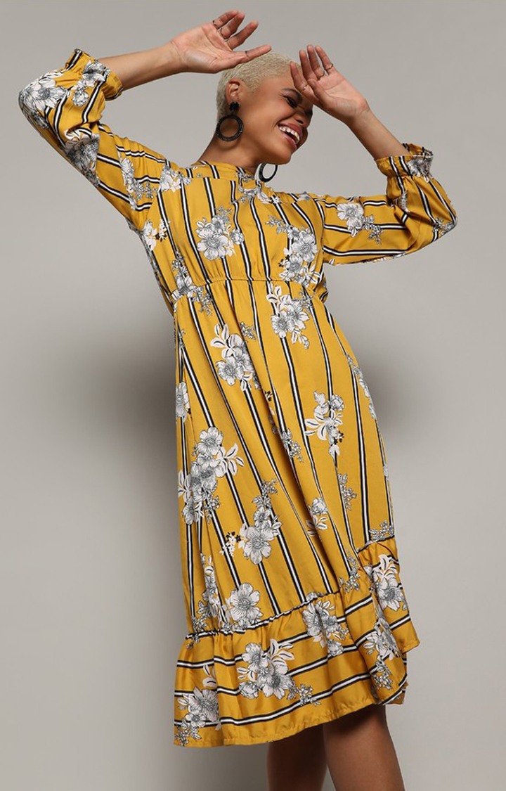 Women's Yellow Printed Dresses