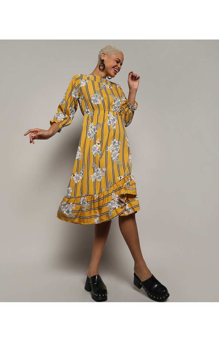 Women's Yellow Printed Dresses