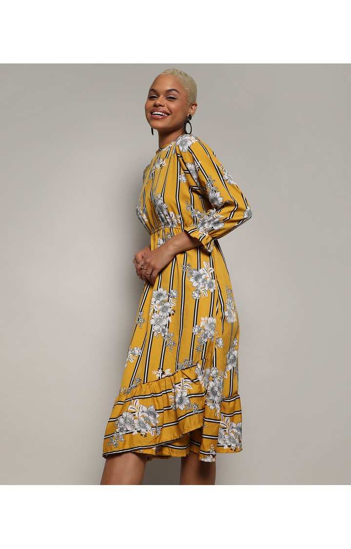 Women's Yellow Printed Dresses