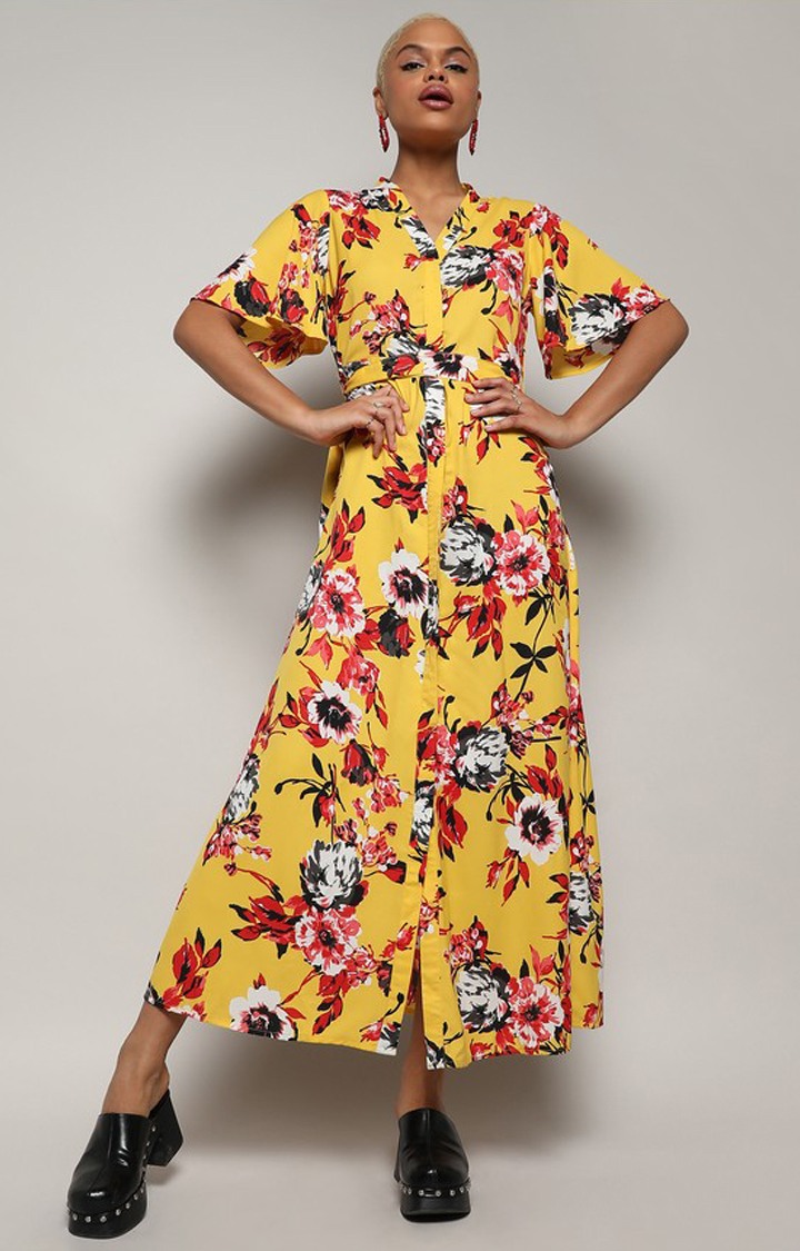 Women's Yellow Printed Dresses