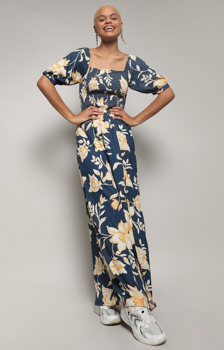 Women's Blue Printed Dresses