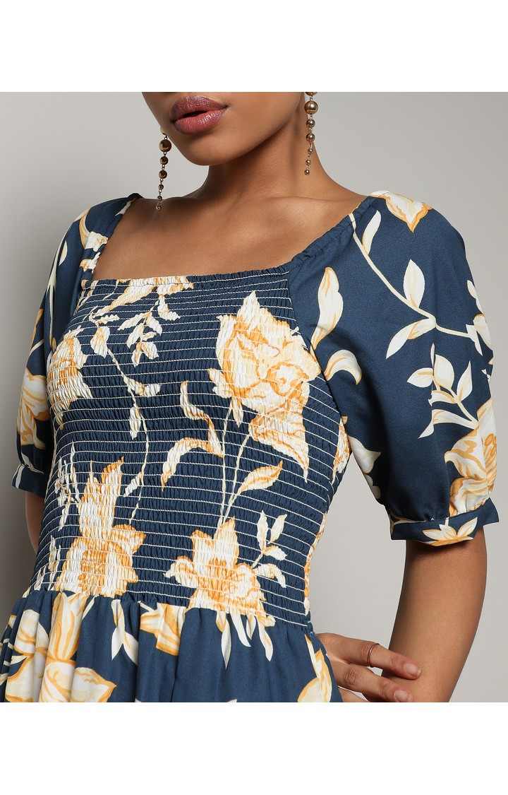 Women's Blue Printed Dresses