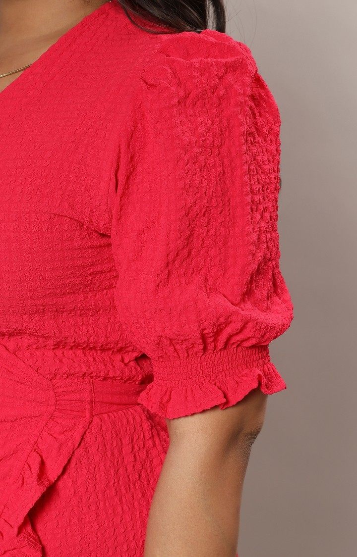 Women's Red Solid Dresses