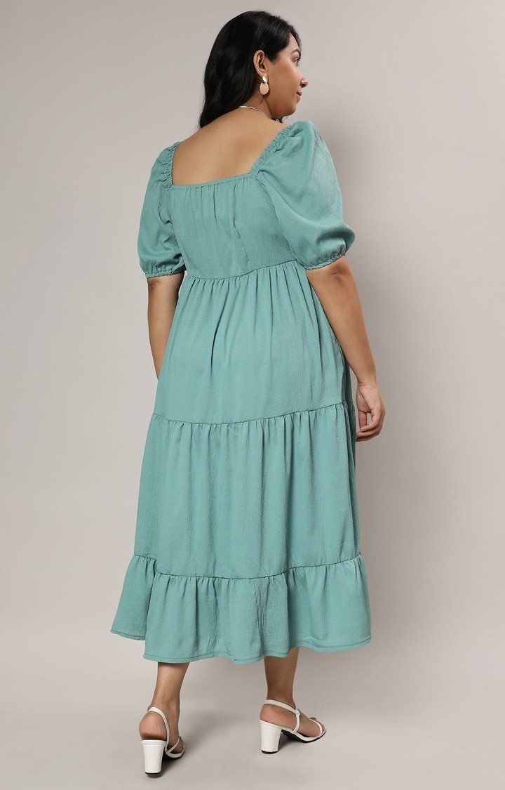 Women's Green Solid Dresses