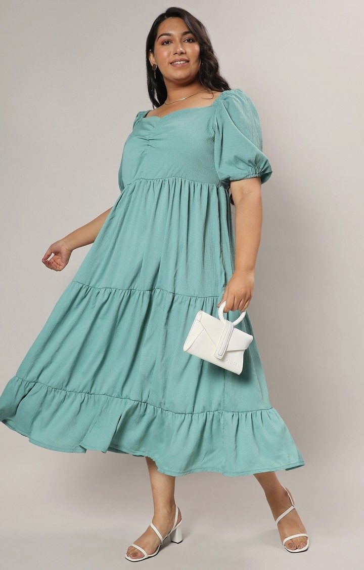Women's Green Solid Dresses