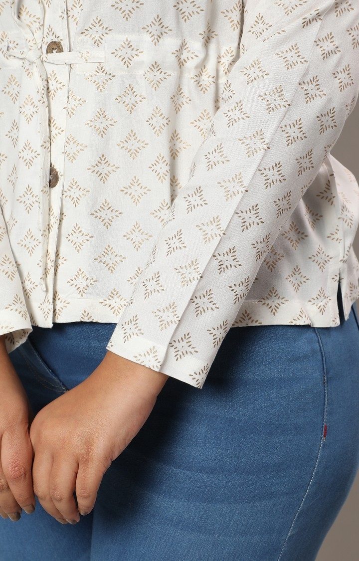 Women's White Printed Tops