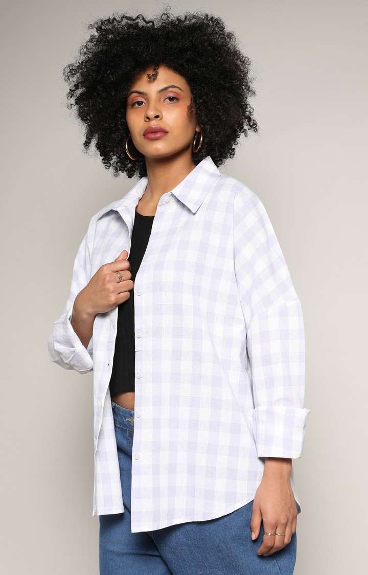 Women's Purple Checked Casual Shirts