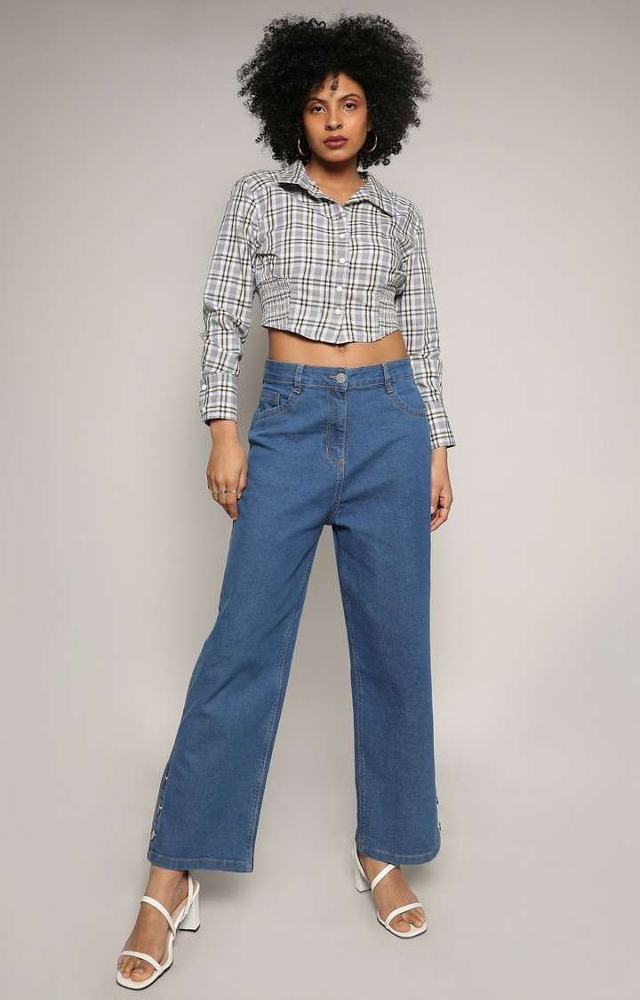 Women's Multi Checked Crop Shirts