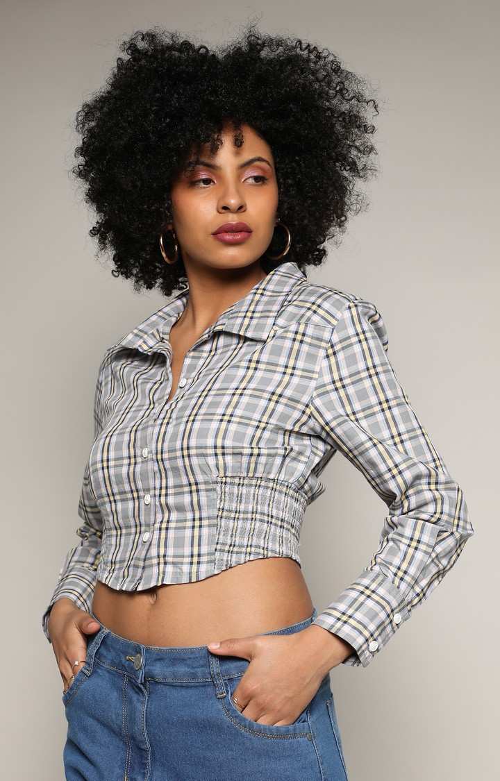 Women's Multi Checked Crop Shirts