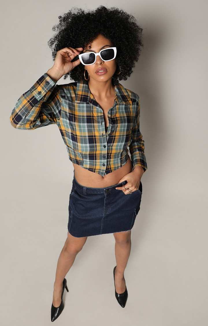 Women's Multi Checked Crop Shirts