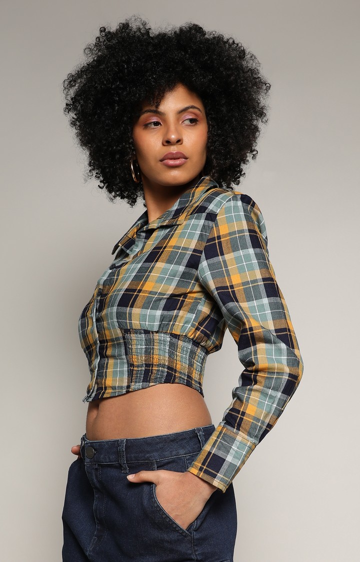 Women's Multi Checked Crop Shirts