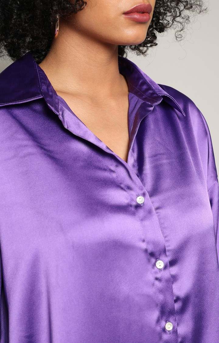 Women's Purple Solid Casual Shirts
