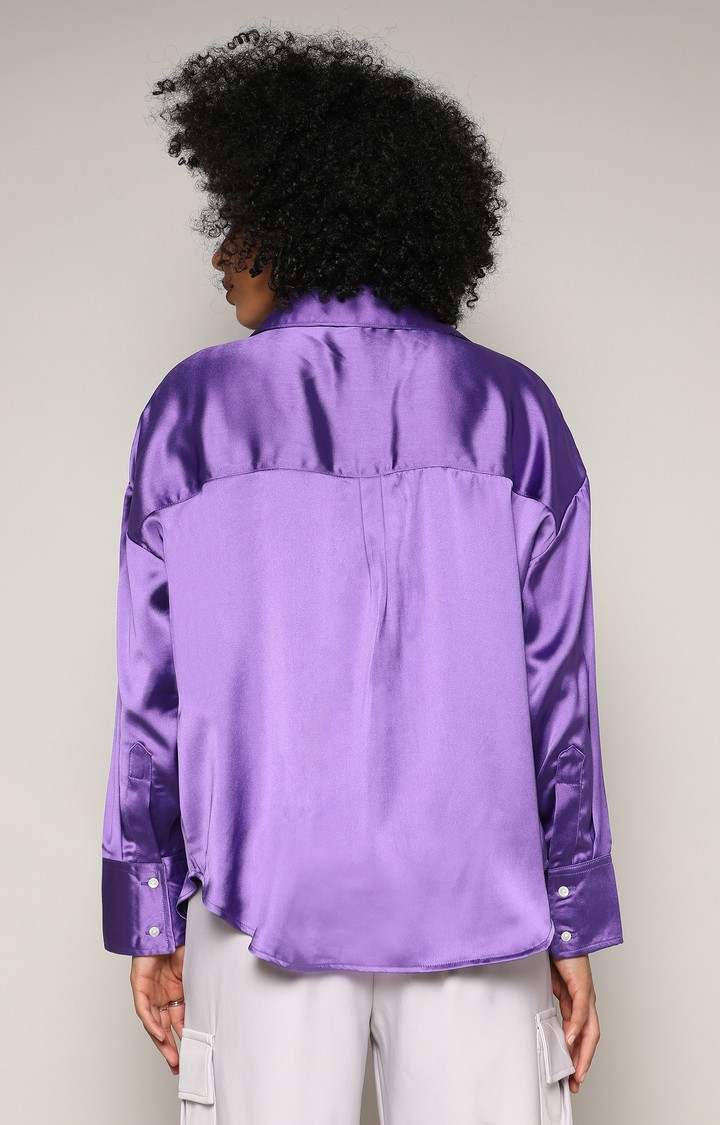Women's Purple Solid Casual Shirts