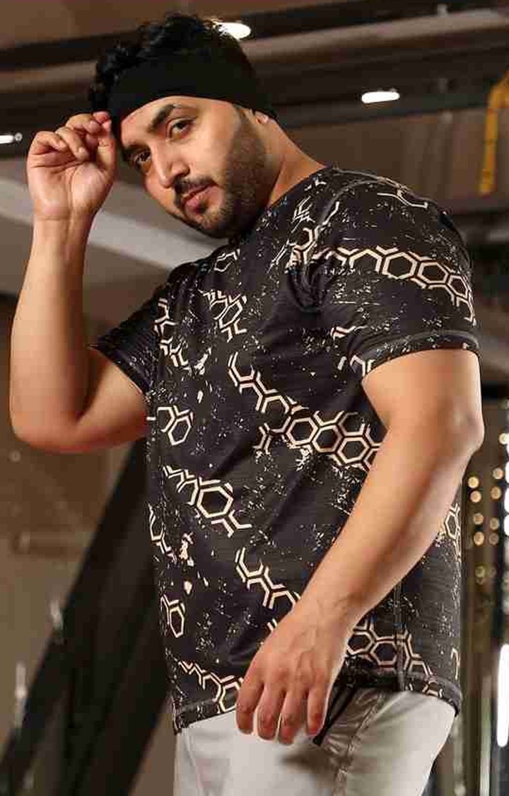 Men's Black Printed T-Shirts