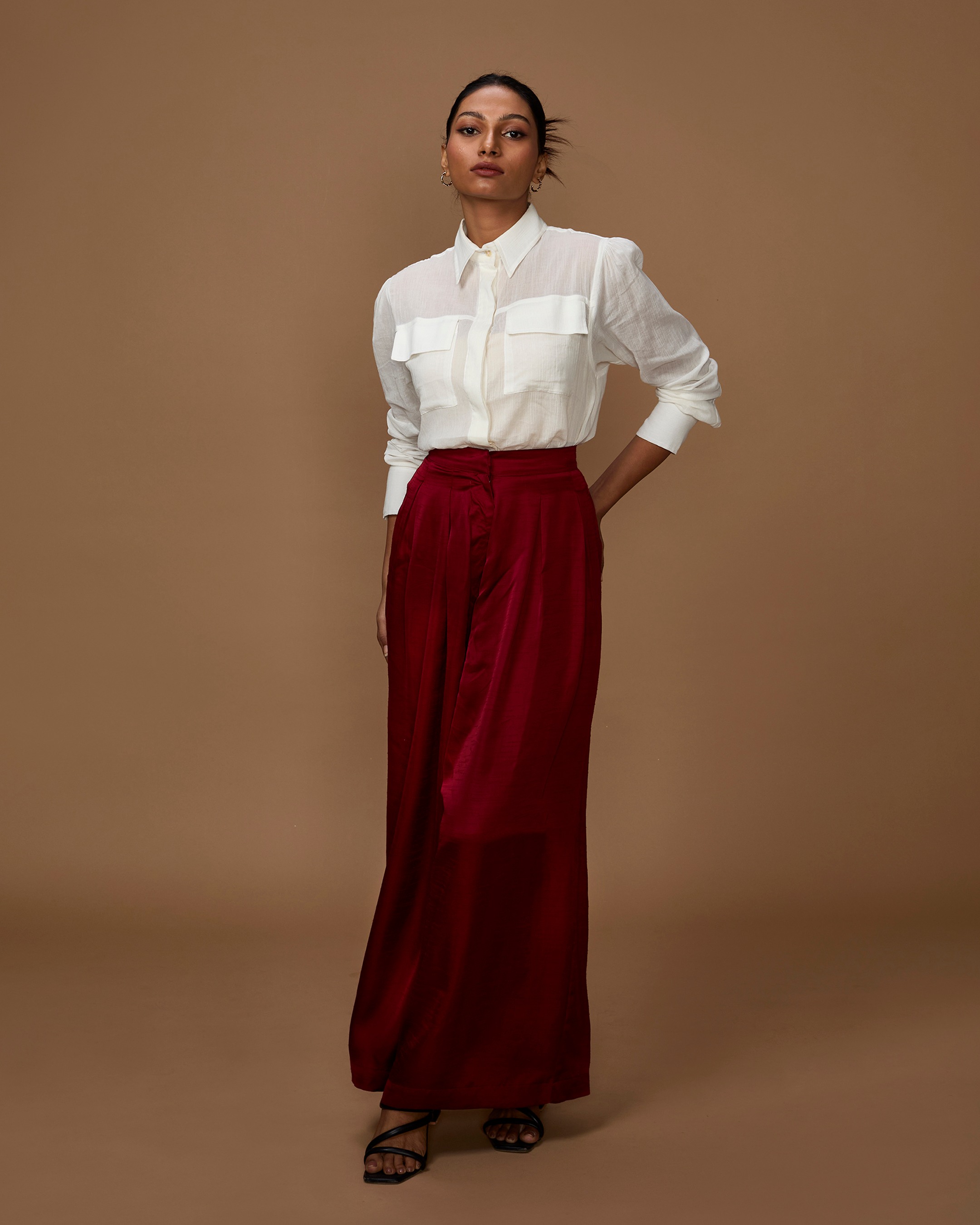 Maroon Luxe Flow Trousers
