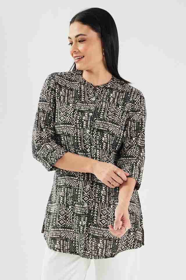Printed Rayon Y-Neck Women's Tunic
