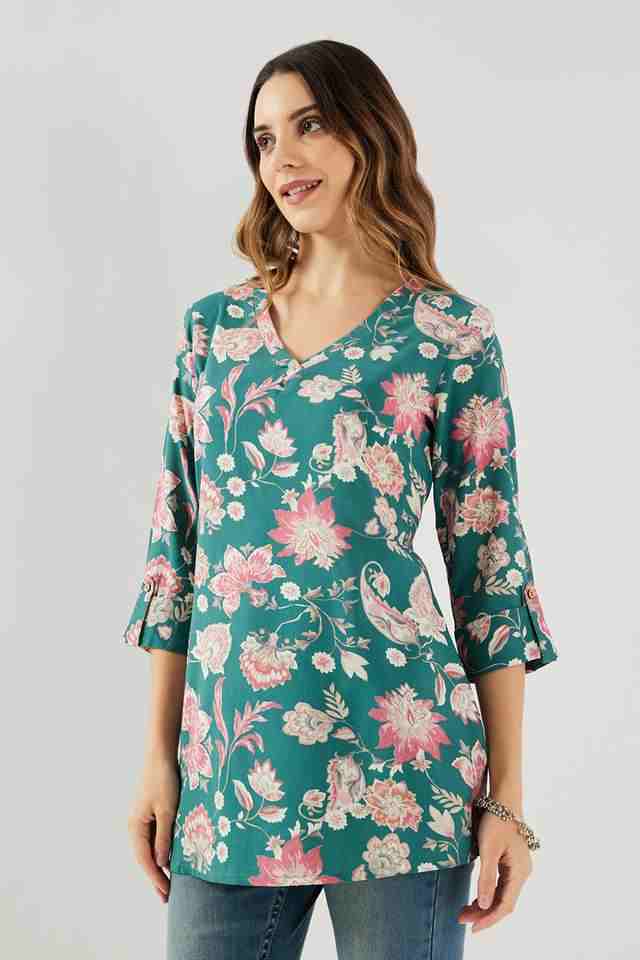 Printed Rayon V-Neck Women's Tunic
