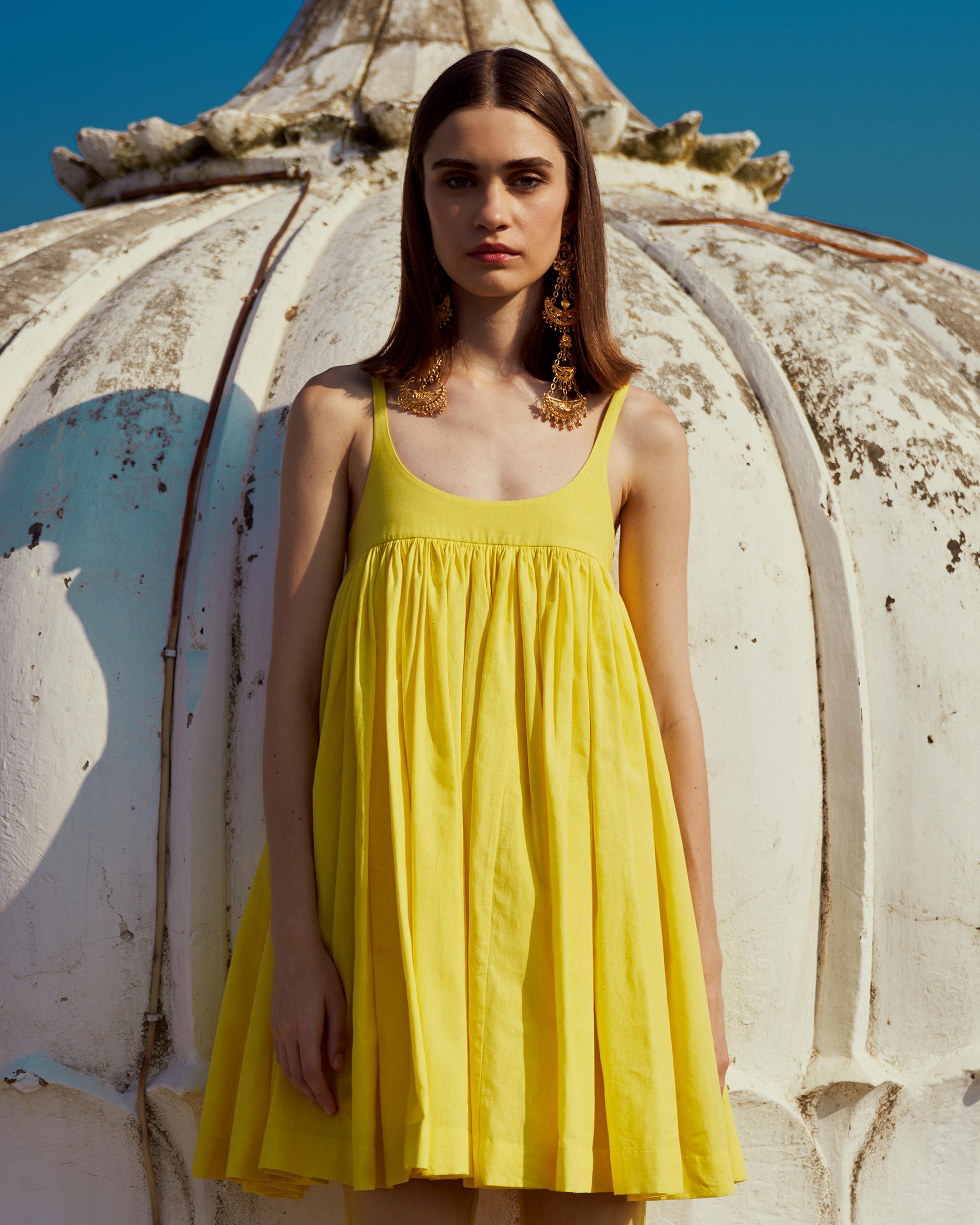 Lime Khadi Cotton Dress