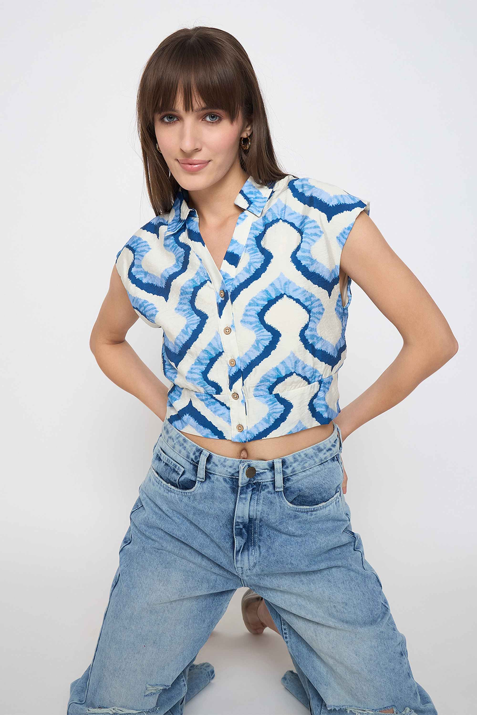 Madame Abstract Rayon Relaxed Fit Women's Casual Shirt