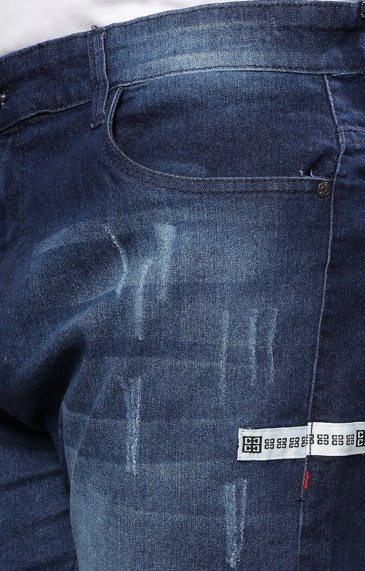 Men's Navy Blue Ripped Jeans