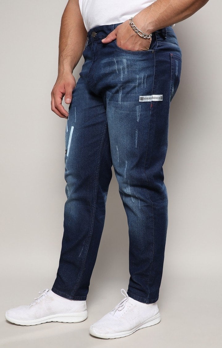 Men's Navy Blue Ripped Jeans