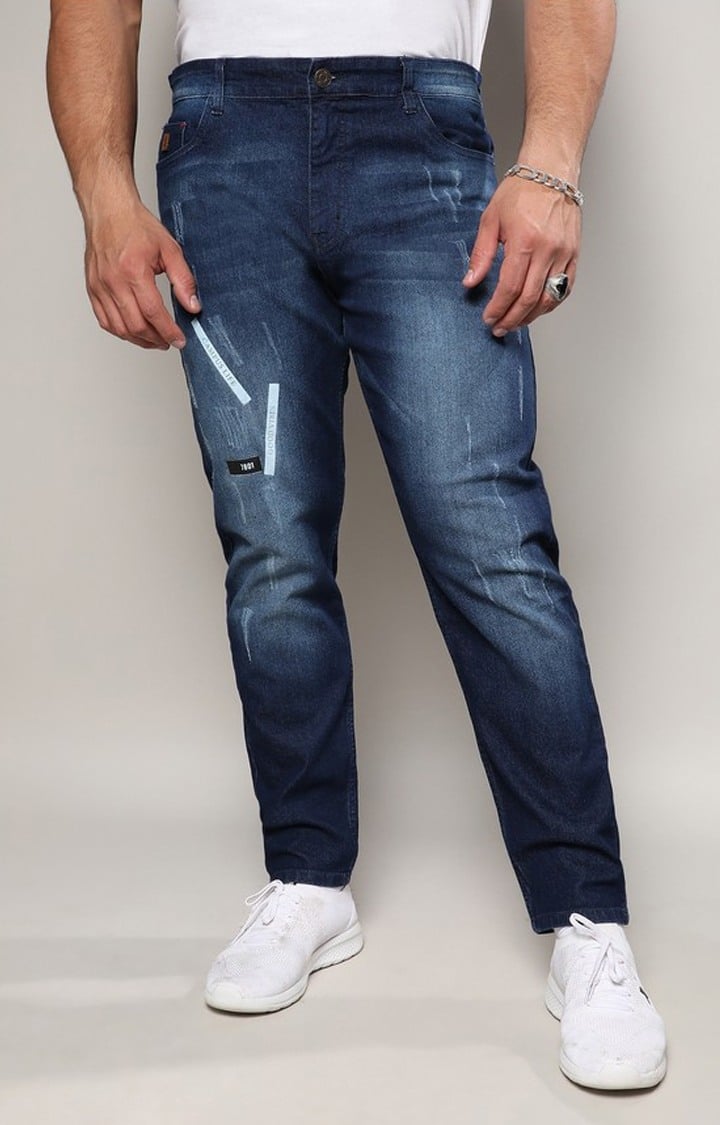 Men's Navy Blue Ripped Jeans