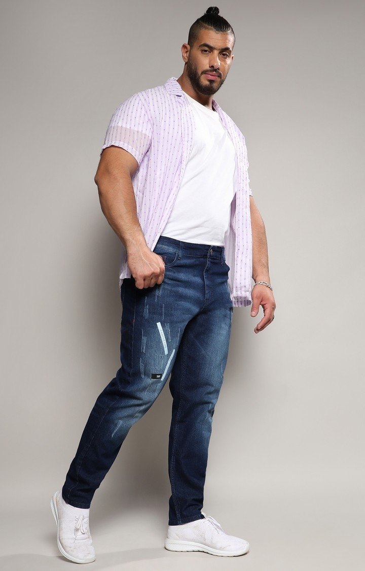 Men's Navy Blue Ripped Jeans