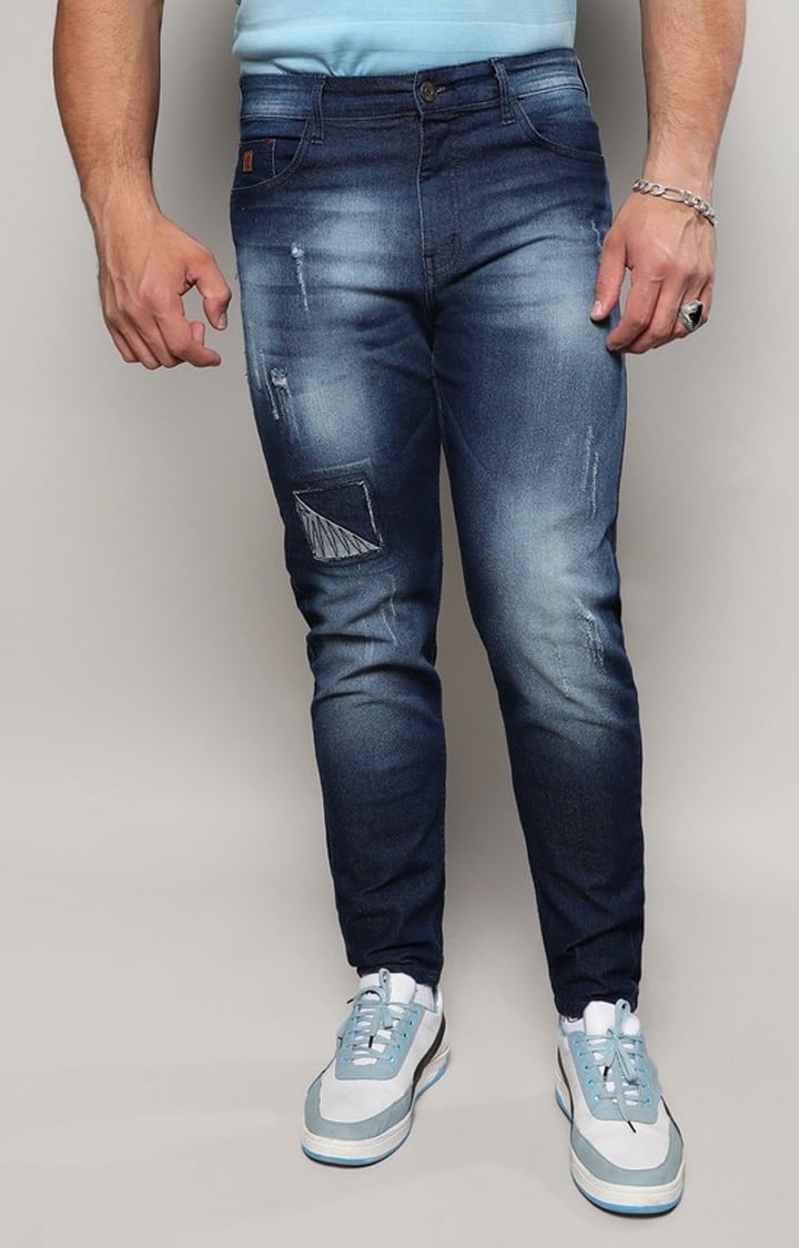 Men's Navy Blue Ripped Jeans