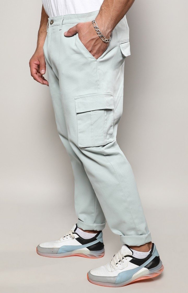 Men's Sage Green Solid Cargos
