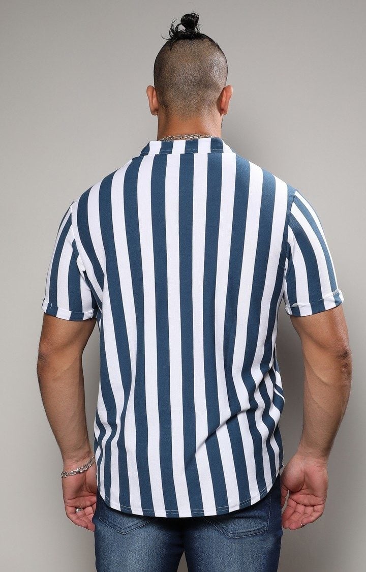 Men's White Striped Casual Shirts