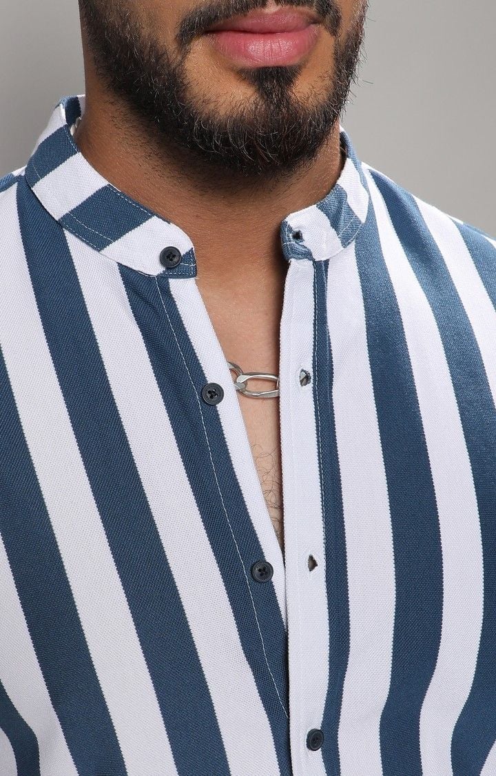 Men's White Striped Casual Shirts