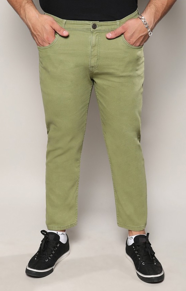 Men's Green Solid Jeans