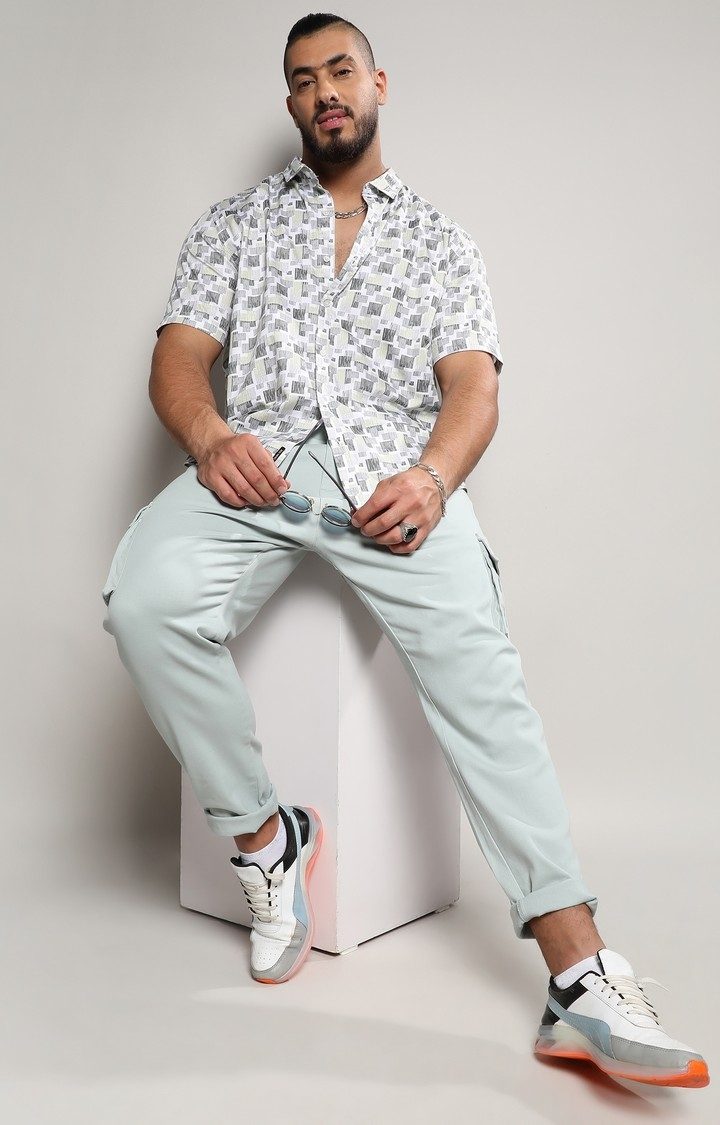 Men's Beige Printed Casual Shirts