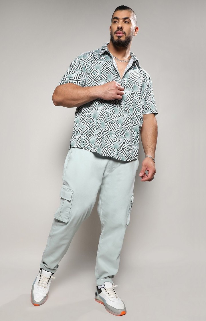 Men's Green Printed Casual Shirts