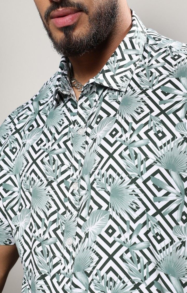 Men's Green Printed Casual Shirts