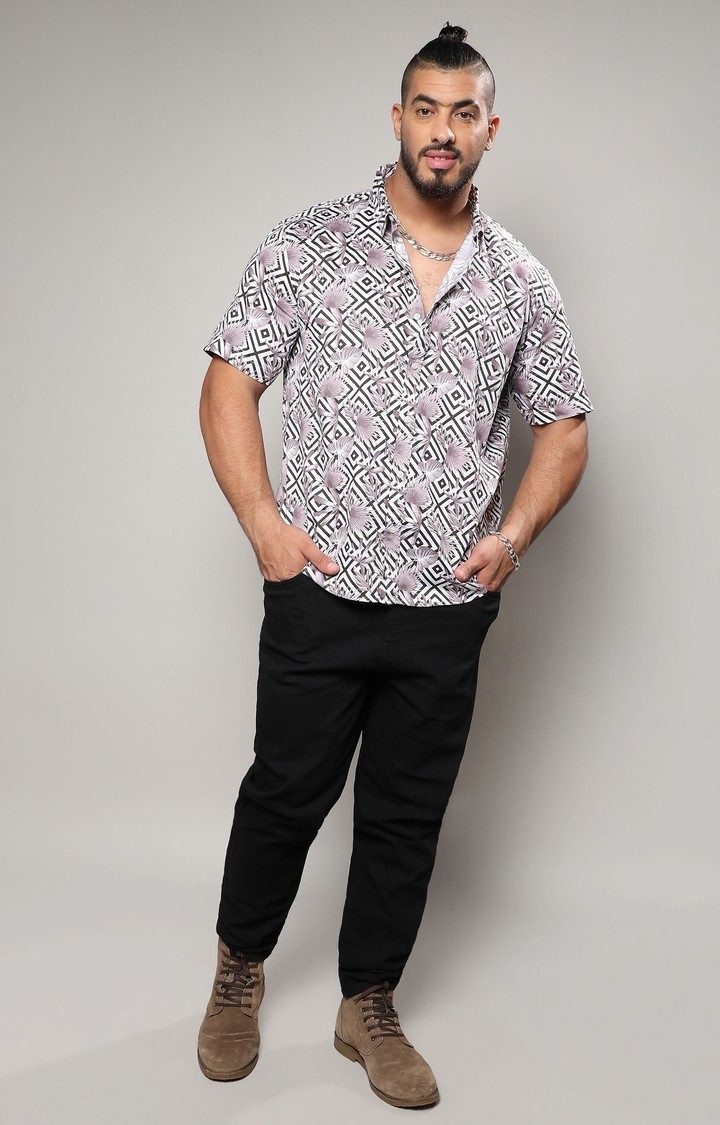 Men's Purple Printed Casual Shirts