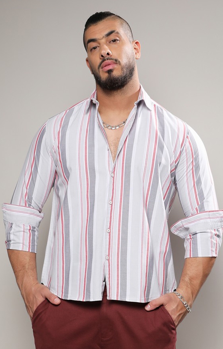 Instafab Plus | Men's Multitrack Striped Button Up Shirt