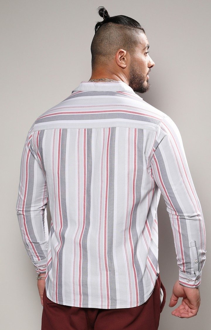 Men's White Striped Casual Shirts