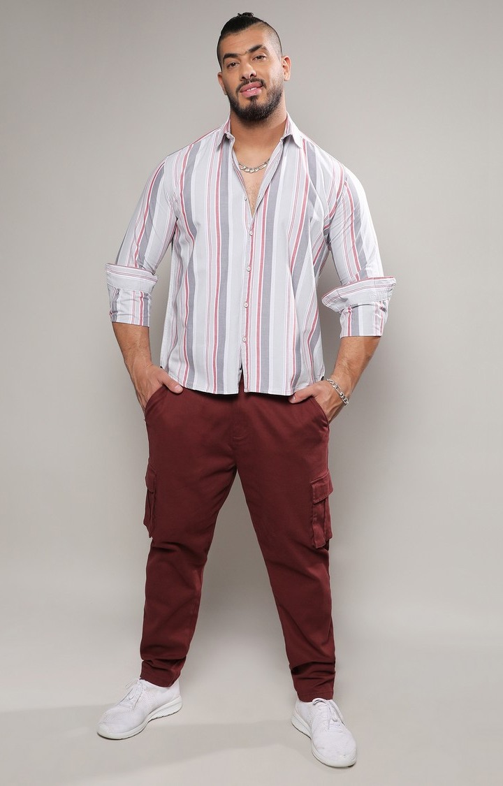 Men's White Striped Casual Shirts