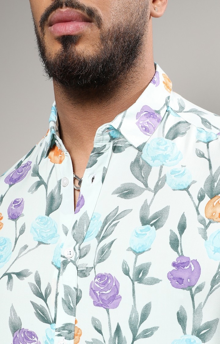 Men's Multicolour Rose Garden Print Shirt