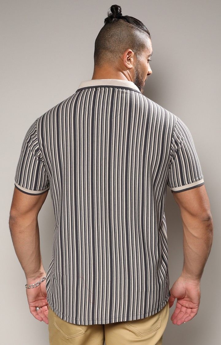 Men's Grey Textured Casual Shirts