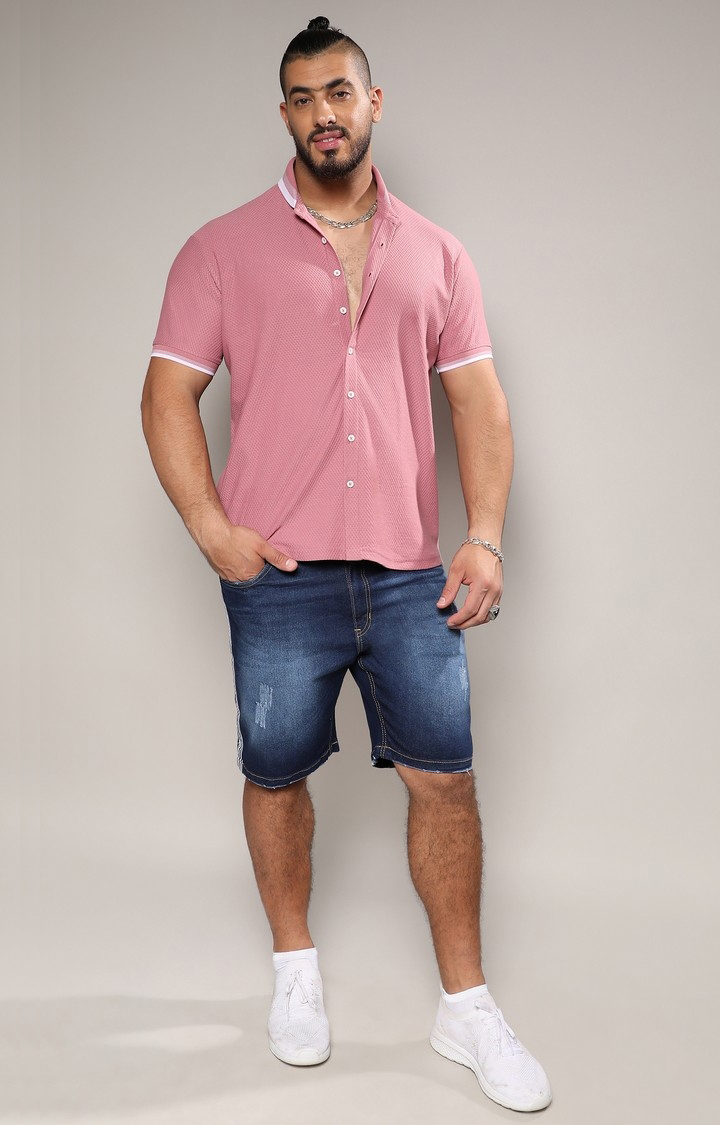 Men's Pink Solid Casual Shirts