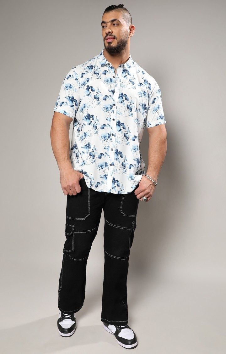 Men's Blue Printed Casual Shirts
