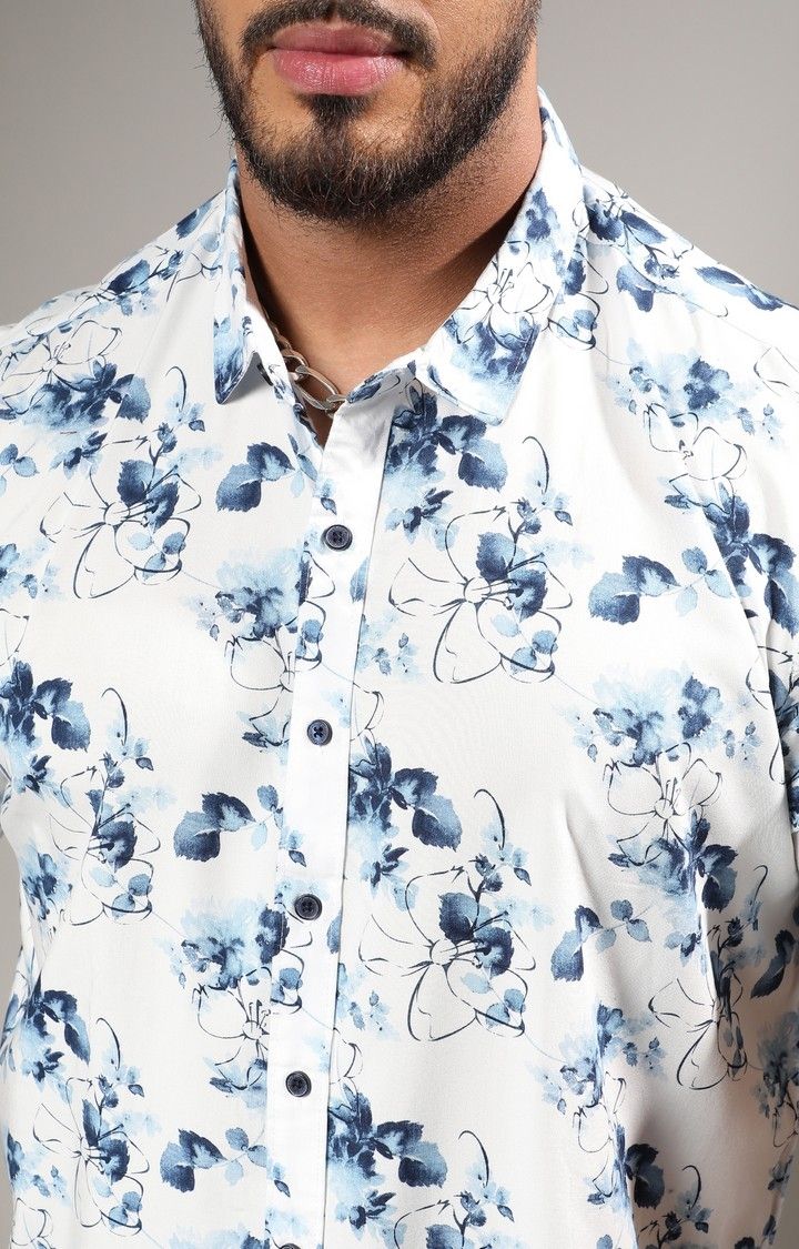 Men's Blue Printed Casual Shirts