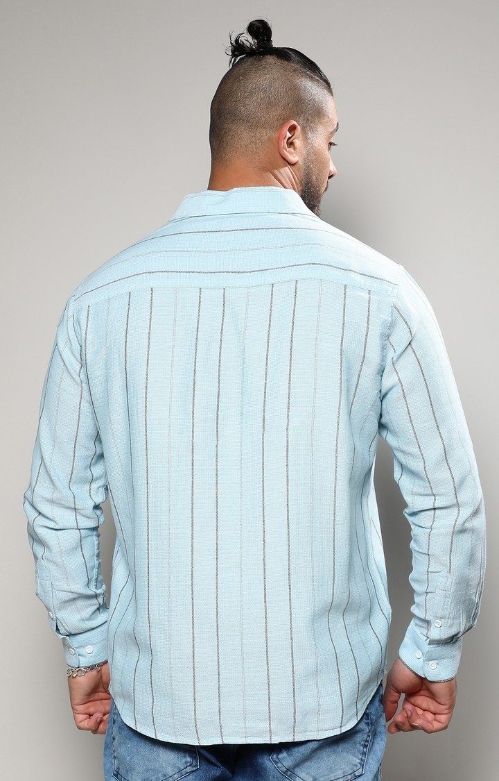 Men's Blue Striped Casual Shirts
