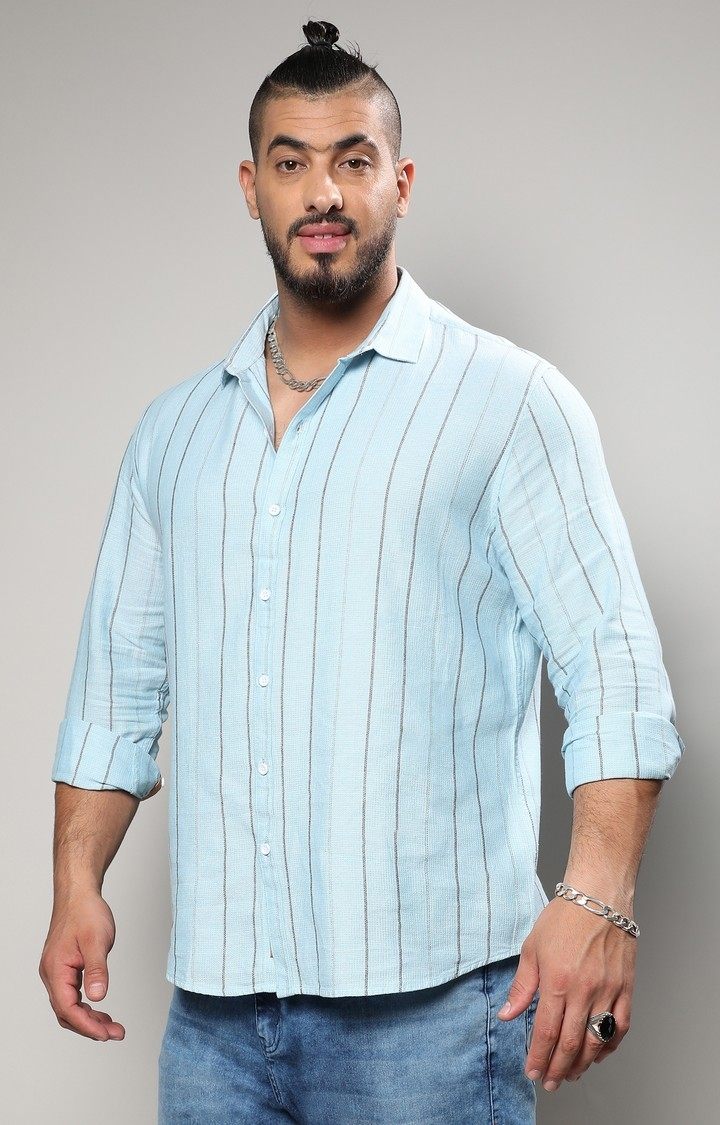 Men's Blue Striped Casual Shirts