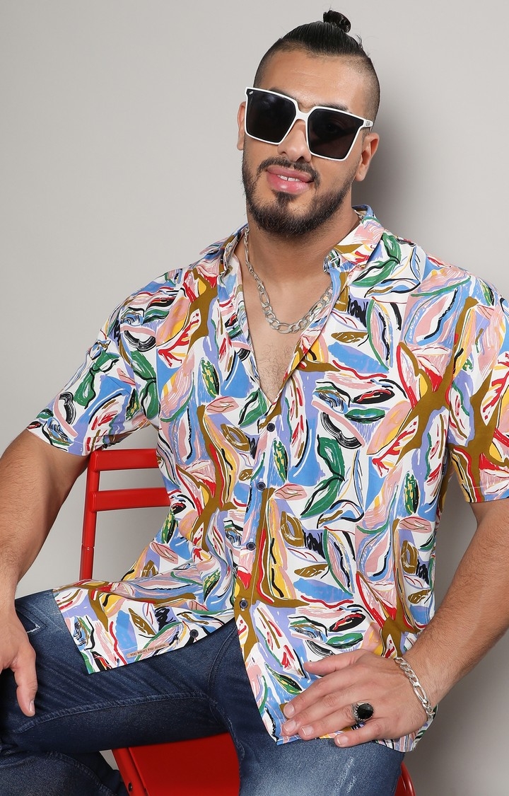 Men's Multicolour Abstract Foilage Shirt