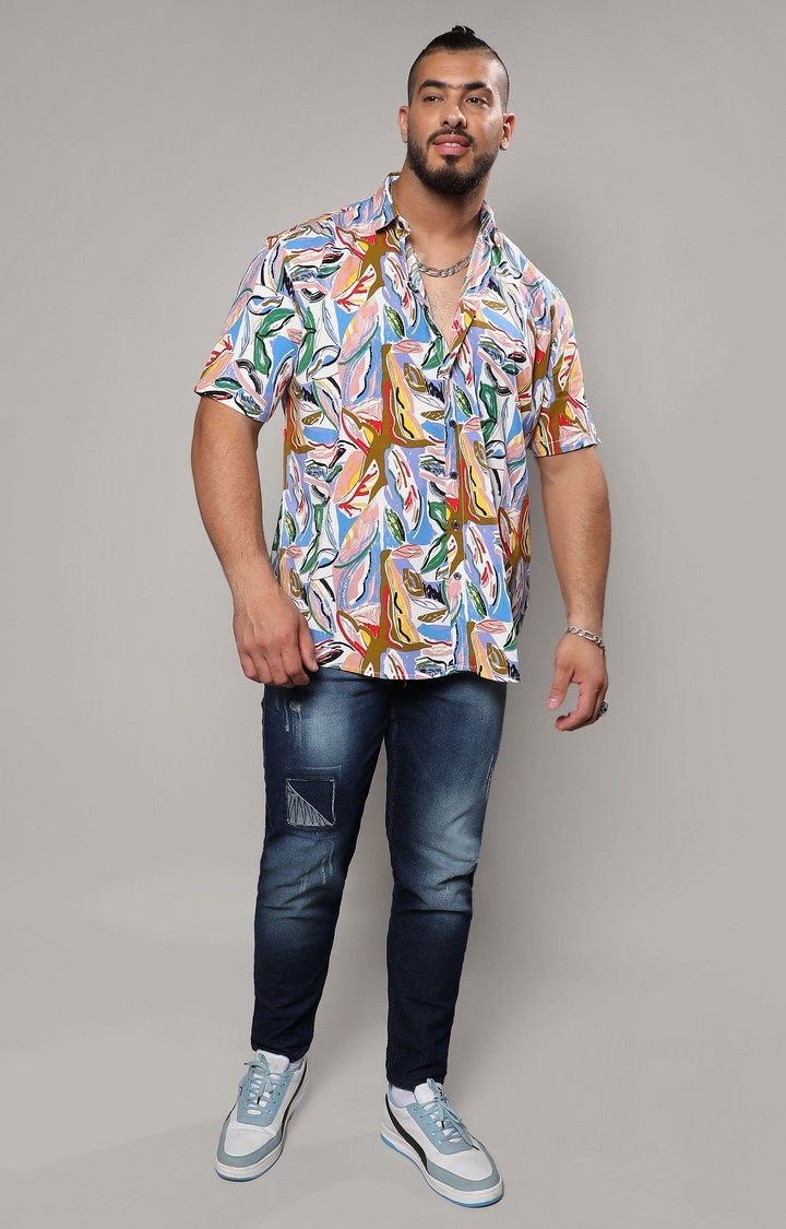 Men's Multicolour Abstract Foilage Shirt