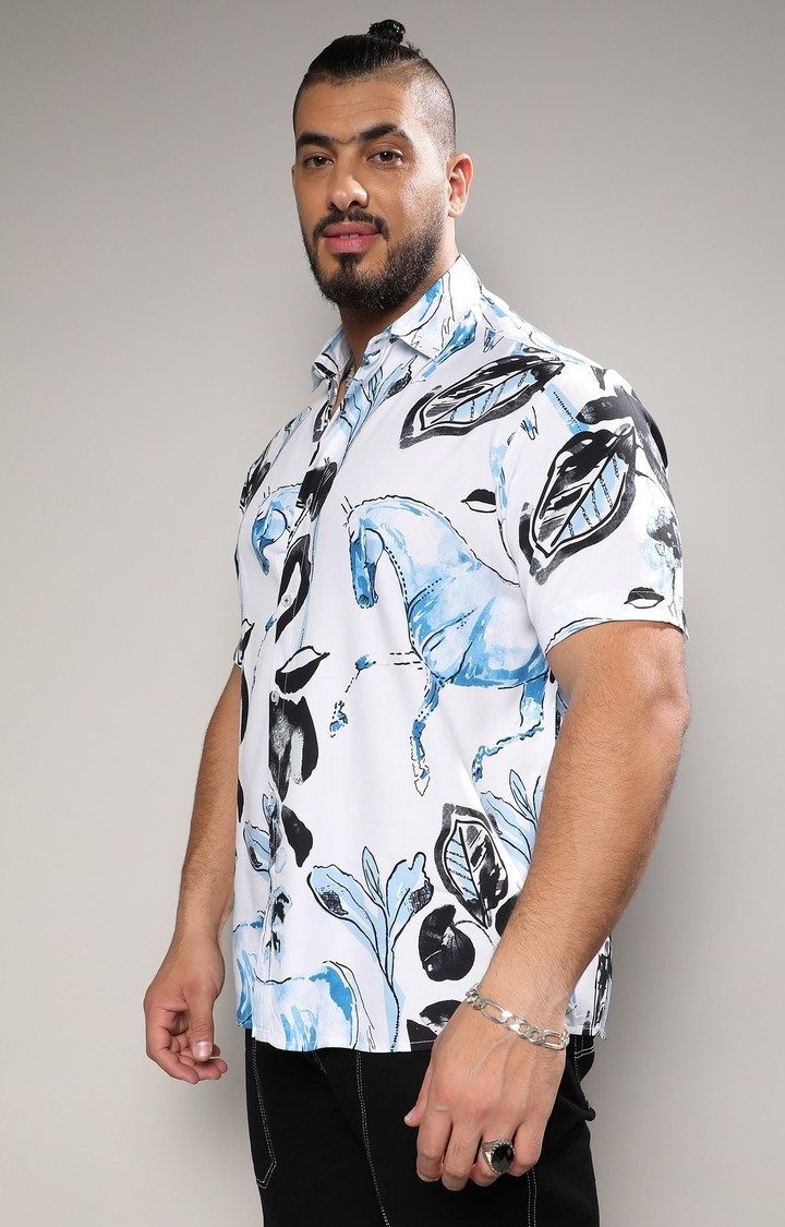 Men's White Printed Casual Shirts