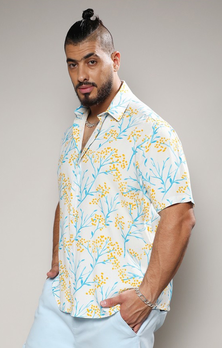 Instafab Plus | Men's Multicolour Floral Strokes Shirt